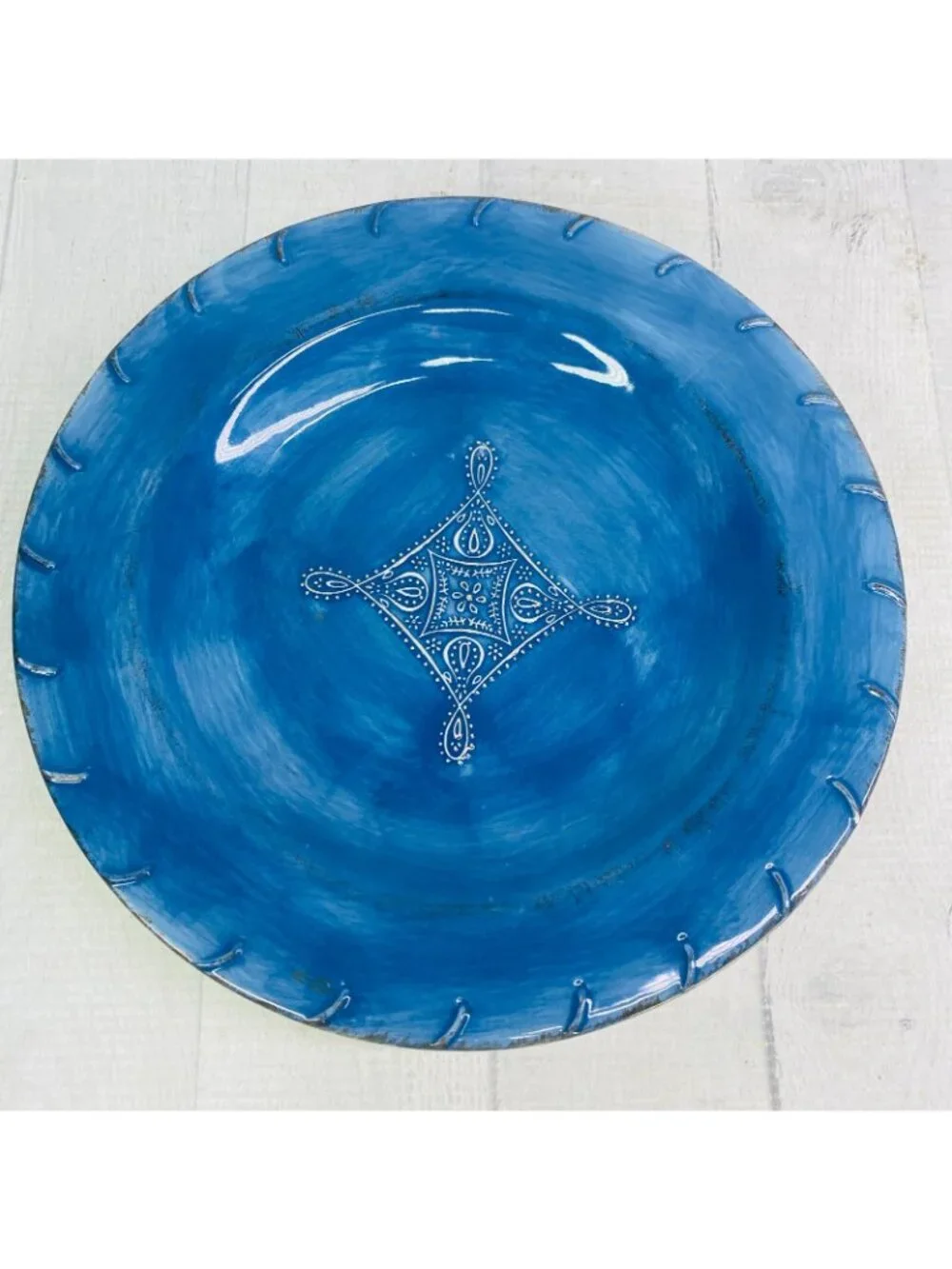 Home TM Blue Brush Strokes Embossed Detail Center Ceramic 10